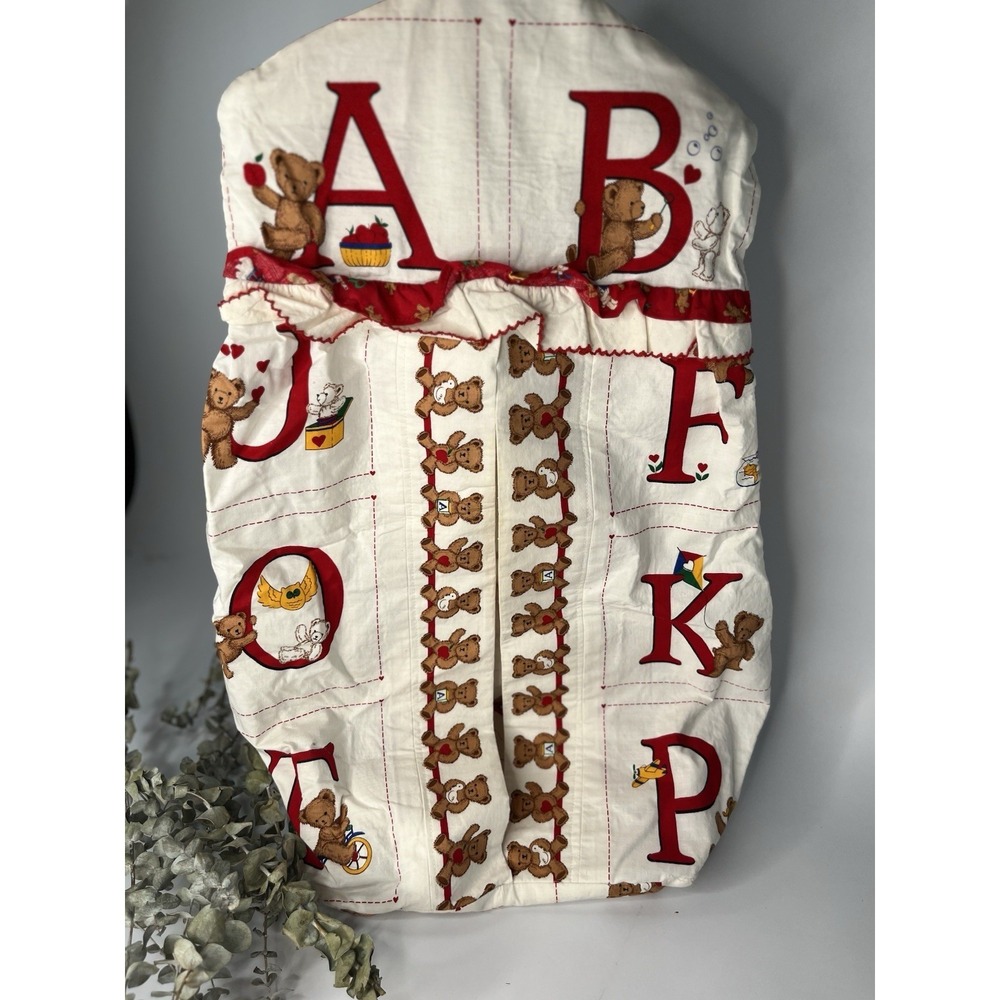 Handmade Alphabet Teddy Bear Baby Nursery ABC Hanging Diaper Stacker